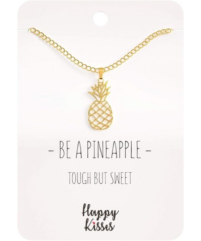 Pineapple Necklace – With Message Card Be A Pineapple -Tough But Sweet – Pineapple Gift in Silver and Gold Gold $11.27 Necklaces