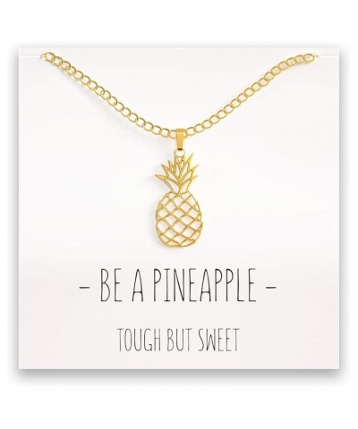 Pineapple Necklace – With Message Card Be A Pineapple -Tough But Sweet – Pineapple Gift in Silver and Gold Gold $11.27 Necklaces