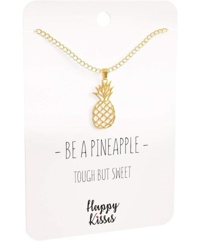 Pineapple Necklace – With Message Card Be A Pineapple -Tough But Sweet – Pineapple Gift in Silver and Gold Gold $11.27 Necklaces