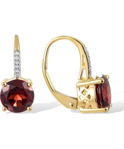 10K Solid Gold Genuine Diamond Leverback Dangle Earrings for Women [B]Red-Round $76.05 Earrings