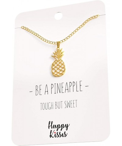 Pineapple Necklace – With Message Card Be A Pineapple -Tough But Sweet – Pineapple Gift in Silver and Gold Gold $11.27 Necklaces