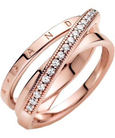 Crossover Pave Triple Band Rose Ring $59.01 Rings