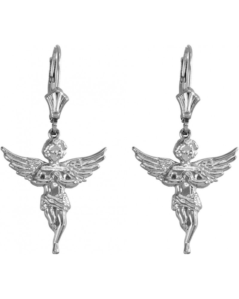 Praying Angel Leverback Earrings in Textured Sterling Silver $12.74 Earrings