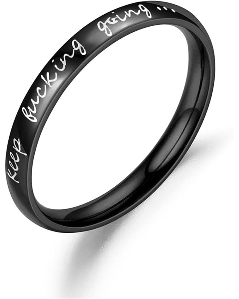 Stainless Steel Rings Inspirational Mantra Graduation Statement Encouragement 3mm Stackable Keep Fucking Going Band Ring for ...