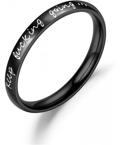 Stainless Steel Rings Inspirational Mantra Graduation Statement Encouragement 3mm Stackable Keep Fucking Going Band Ring for ...