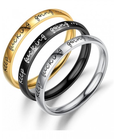 Stainless Steel Rings Inspirational Mantra Graduation Statement Encouragement 3mm Stackable Keep Fucking Going Band Ring for ...