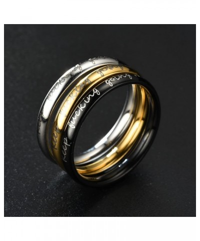 Stainless Steel Rings Inspirational Mantra Graduation Statement Encouragement 3mm Stackable Keep Fucking Going Band Ring for ...