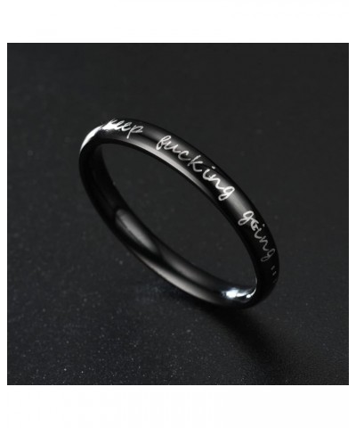 Stainless Steel Rings Inspirational Mantra Graduation Statement Encouragement 3mm Stackable Keep Fucking Going Band Ring for ...