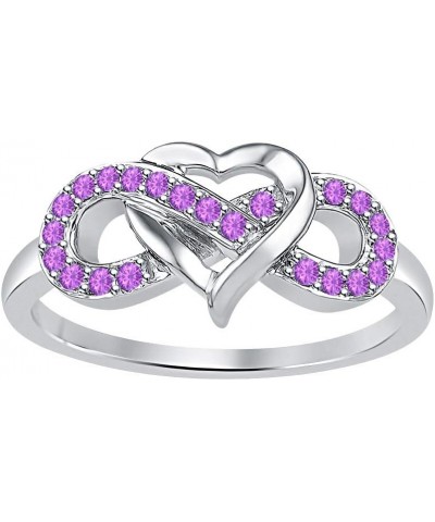 1/6 ct 14k Gold Over .925 Sterling Silver Heart Infinity Ring Amethyst Valentine's Day Special For Womens. White $32.40 Rings