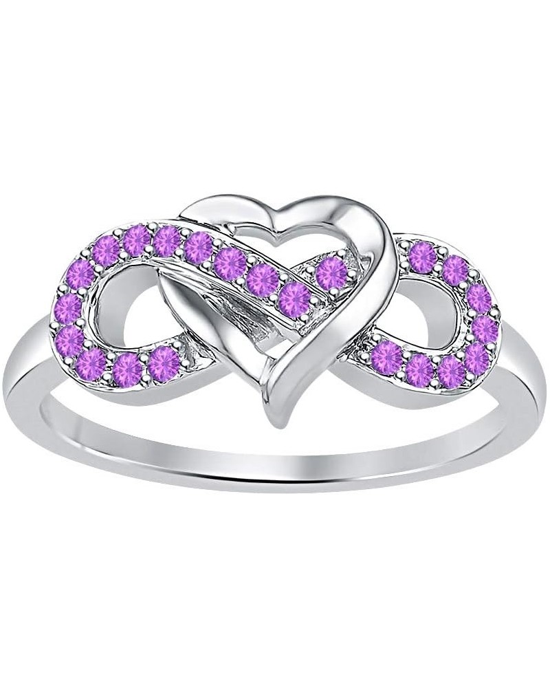 1/6 ct 14k Gold Over .925 Sterling Silver Heart Infinity Ring Amethyst Valentine's Day Special For Womens. White $32.40 Rings