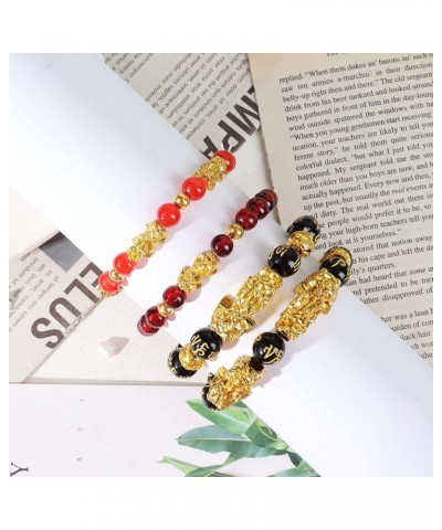 4Pcs Feng Shui Black Obsidian Wealth Bracelet Pi Xiu Good Luck Wealthy Bracelet for Women Dark red $10.82 Bracelets