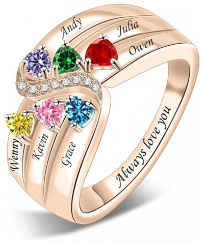 Custom Mother Ring with 1-6 Birthstones Personalized Family Name Rings Engraved Birthstone Ring for Women Mother Grandmother ...