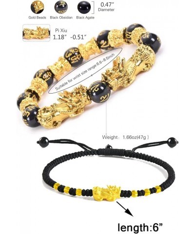 4Pcs Feng Shui Black Obsidian Wealth Bracelet Pi Xiu Good Luck Wealthy Bracelet for Women Dark red $10.82 Bracelets