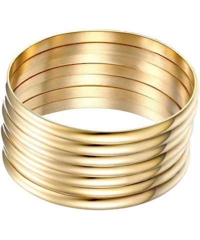 Set Of 7PCS Bracelet Bangle 18K Gold Plated Luxury Smooth High Polished Bracelet For Women Gold 8.4in $10.40 Bracelets