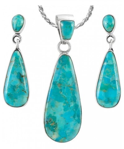 Turquoise Necklace & Earrings Set in Sterling Silver 925 with Genuine Turquoise (20” Chain) $21.60 Jewelry Sets