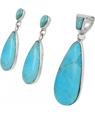 Turquoise Necklace & Earrings Set in Sterling Silver 925 with Genuine Turquoise (20” Chain) $21.60 Jewelry Sets