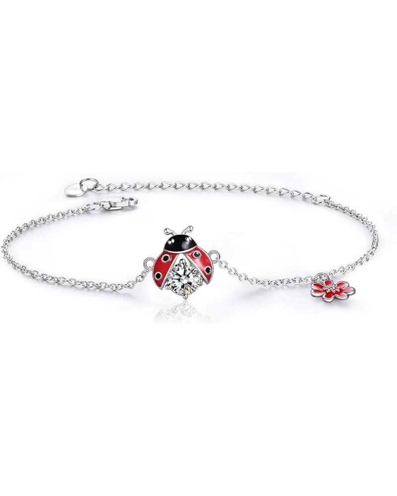 Cardinal Ladybug Turtle Frog Butterfly Bracelet Anklet Women's Sterling Silver Animal Bracelet Jewellery, Women's Gift for Mo...