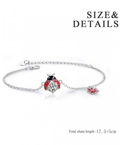 Cardinal Ladybug Turtle Frog Butterfly Bracelet Anklet Women's Sterling Silver Animal Bracelet Jewellery, Women's Gift for Mo...