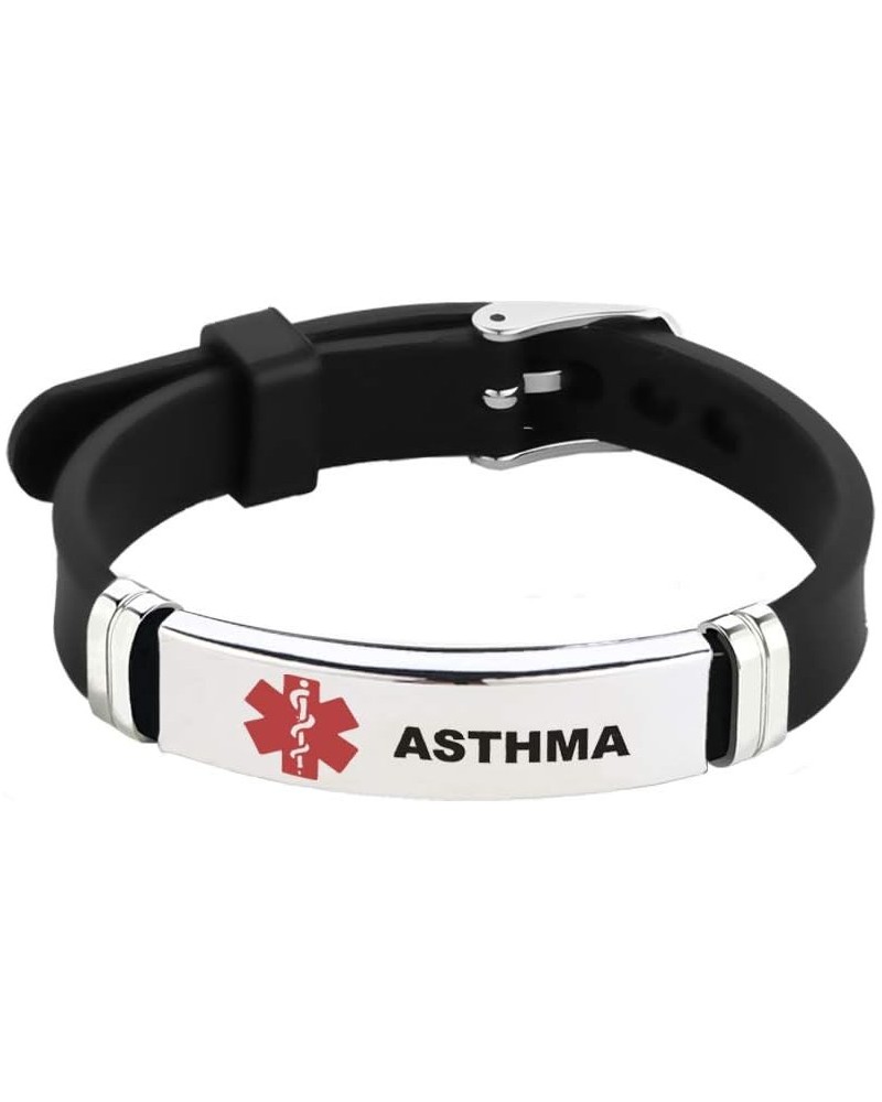 Red Medical Alert ID Bracelet for Women Men's Emergency First Aid Health Alert Laser Engraved Satinless Steel Adjustable Sili...