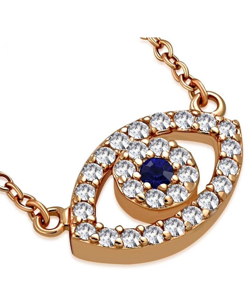 925 Sterling Silver Evil Eye White Blue CZ Pendant Necklace Pink $16.79 Necklaces