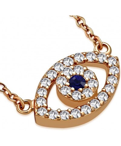 925 Sterling Silver Evil Eye White Blue CZ Pendant Necklace Pink $16.79 Necklaces