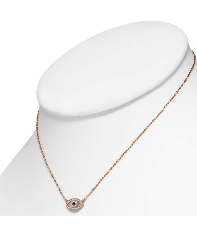 925 Sterling Silver Evil Eye White Blue CZ Pendant Necklace Pink $16.79 Necklaces