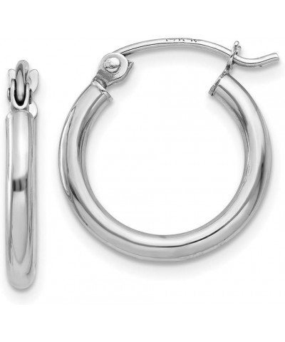 2mm Classic Lightweight Hoop Earrings in Real 14k White Gold 15mm $77.00 Earrings