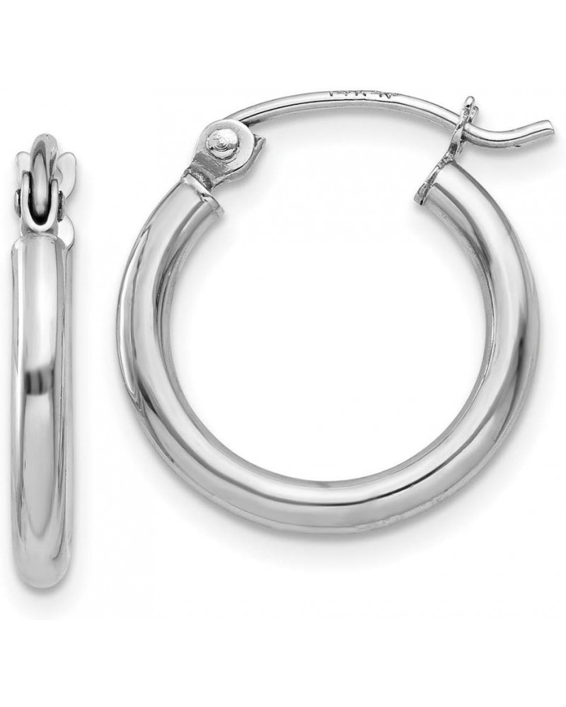 2mm Classic Lightweight Hoop Earrings in Real 14k White Gold 15mm $77.00 Earrings