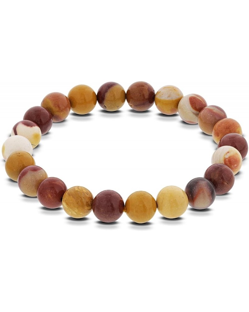 8mm Natural Round Gemstone Energy Power Crystal Beads Handmade Elastic Stretch Unisex Bracelet One Size Fits All mookaite $8....