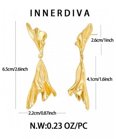 Gold Irregular Abstract Geometric Earrings Hypoallergenic Gold Plated Geometric Boho Earrings EH21525A $10.63 Earrings