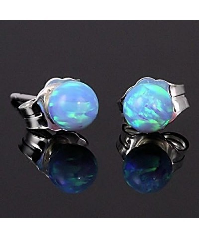 Trustmark 925 Sterling Silver Azure Blue Synthetic Opal Ball Stud Post Earrings 04mm $11.73 Earrings