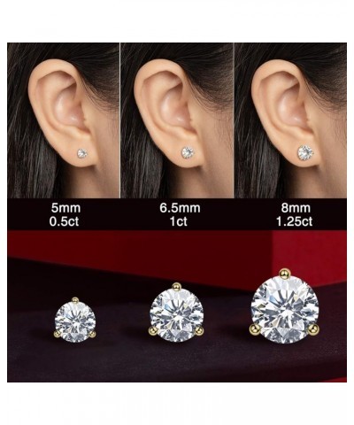 Cubic Zirconia Stud Earrings for Women and Men, Emerald / Princess / Round Cut, Platinum or Gold-Plated Sterling Silver, Hypo...