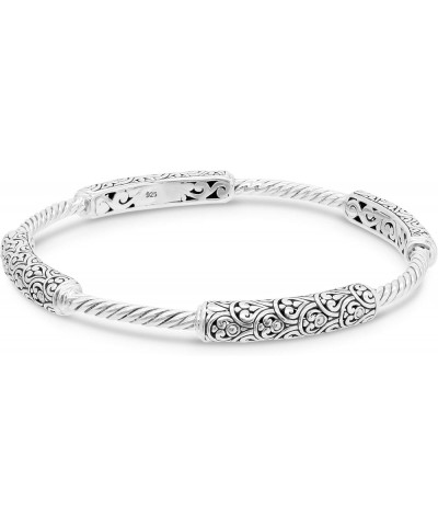 Sterling Silver 925 Bali Slide-on Bangle Bracelet Silver 925/Dragon Skin Twisted DHK3716 Medium $29.82 Bracelets