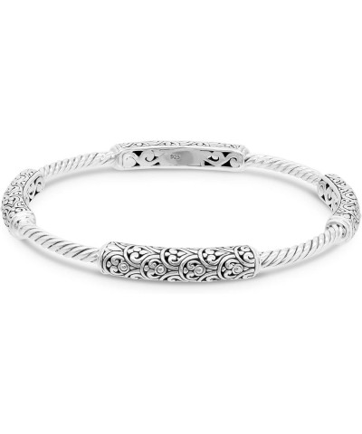 Sterling Silver 925 Bali Slide-on Bangle Bracelet Silver 925/Dragon Skin Twisted DHK3716 Medium $29.82 Bracelets