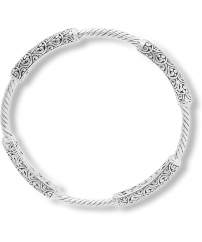 Sterling Silver 925 Bali Slide-on Bangle Bracelet Silver 925/Dragon Skin Twisted DHK3716 Medium $29.82 Bracelets