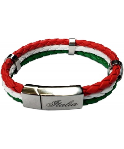 Tricolor Leather Bracelet with Stainless Steel Italia Clasp - Great Italian Themed Jewelry Gift Leather $9.00 Bracelets