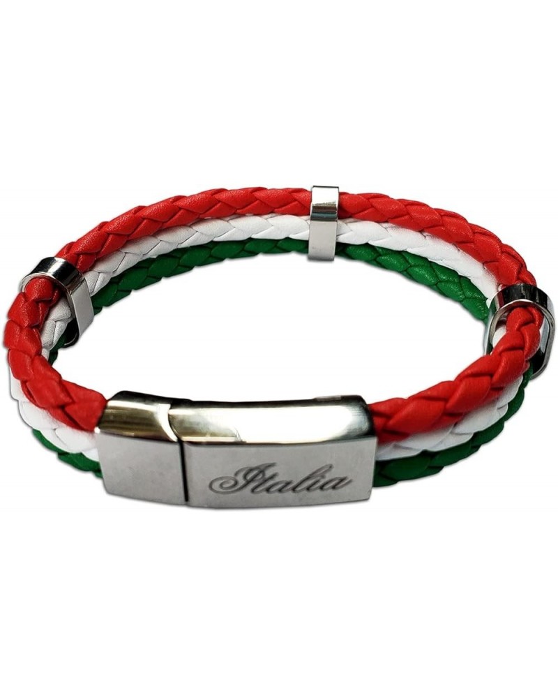 Tricolor Leather Bracelet with Stainless Steel Italia Clasp - Great Italian Themed Jewelry Gift Leather $9.00 Bracelets