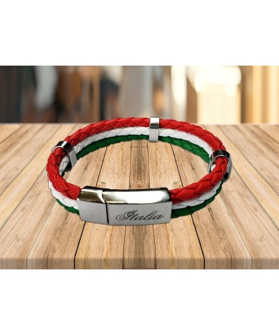 Tricolor Leather Bracelet with Stainless Steel Italia Clasp - Great Italian Themed Jewelry Gift Leather $9.00 Bracelets