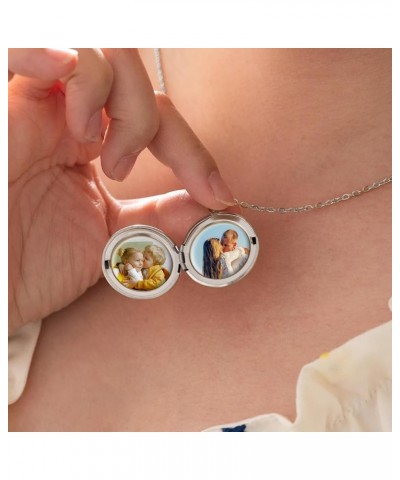 Personalized Heart Necklace with Picture inside Custom Locket Necklace for Women Girl Kids Engraved Birth Flower Text for Hea...