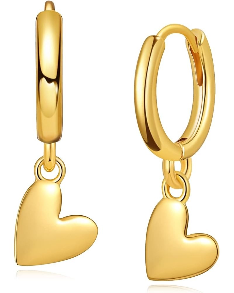 Huggie Earrings for Women Gold Hoop Dangle Drop 18K Gold Filled Small Simple Delicate Hypoallergenic Ear Jewelry Heart $10.79...