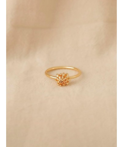 Gold Birth Flower Ring for Women 12 Months 14K Gold Plated Minimalist Stack Thin Band Finger Jewelry Size 6-8 November - Chry...