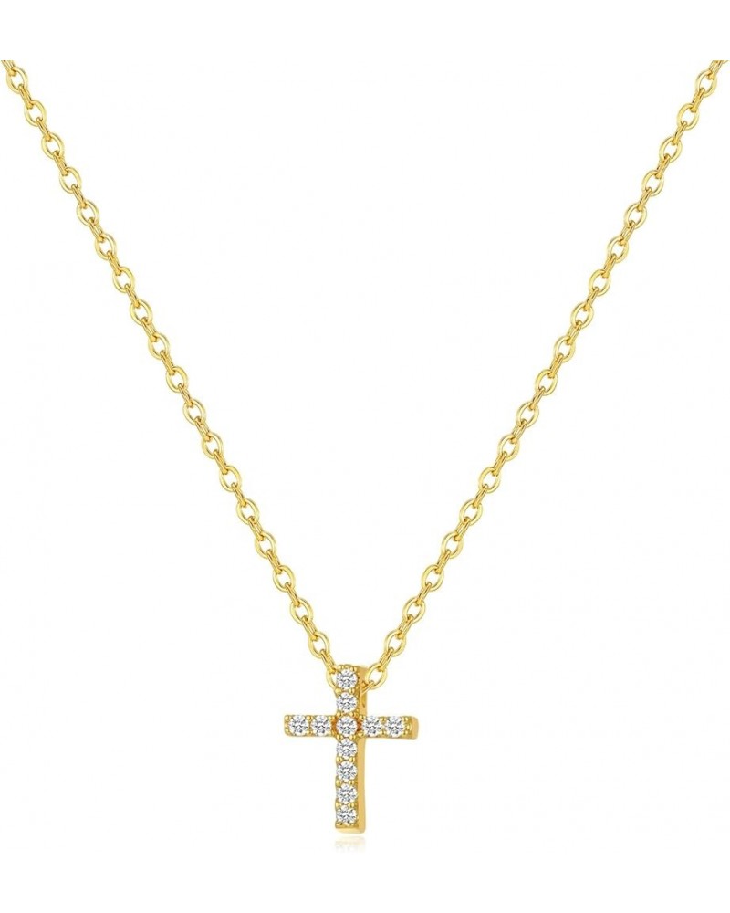 Fissen Cross Necklace for Women 14K Gold Plated Cross Pendant Necklace Tiny Sideway Cross Choker Necklaces for Women Trendy G...