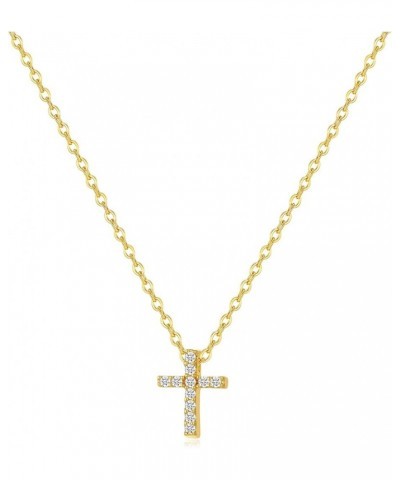 Fissen Cross Necklace for Women 14K Gold Plated Cross Pendant Necklace Tiny Sideway Cross Choker Necklaces for Women Trendy G...