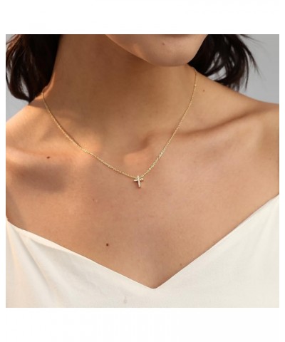 Fissen Cross Necklace for Women 14K Gold Plated Cross Pendant Necklace Tiny Sideway Cross Choker Necklaces for Women Trendy G...