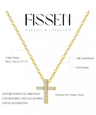 Fissen Cross Necklace for Women 14K Gold Plated Cross Pendant Necklace Tiny Sideway Cross Choker Necklaces for Women Trendy G...