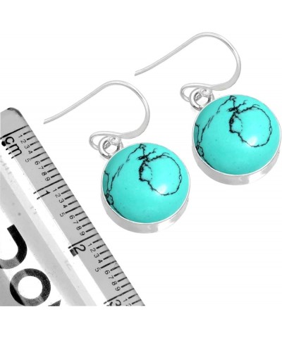 925 Sterling Silver Handmade Drop Dangle Earring for Women Round Gemstone Fashion Jewelry for Gift (98550_E) Turquoise $20.79...