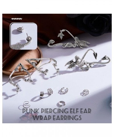 16 Pcs Elf Ear Cuffs Silver Piercing Ear Cuff Earrings Stylish Metal Sliver Colored Gothic Stud Earrings for Costume Cosplay ...