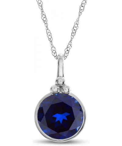 8mm Round Bezel Set Center Stone Pendant Necklace Created Sapphire White Gold $88.15 Necklaces