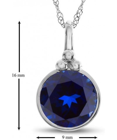 8mm Round Bezel Set Center Stone Pendant Necklace Created Sapphire White Gold $88.15 Necklaces