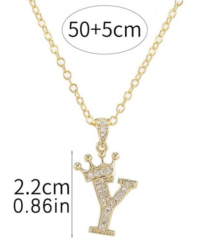 Initial Crown Pendant Necklaces for Lady 26 Letters Inlaid Zircon Chain Necklace Alphabet Fashion Jewelry (B, One Size) I One...